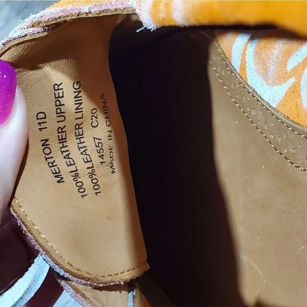 Ralph lauren orange tie dye suede leather men's loafers deck shoes size 11 new!!